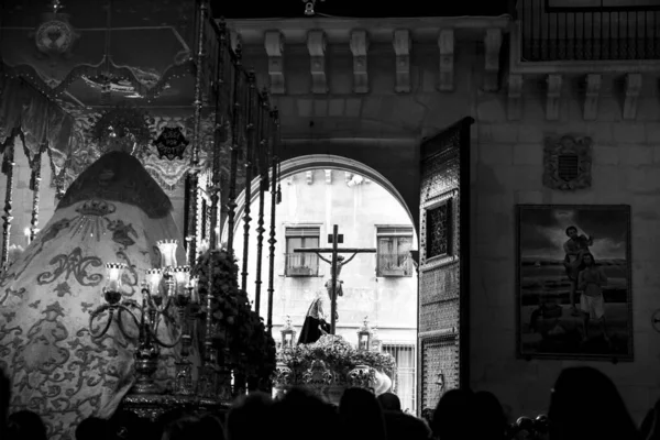 Elche España Abril 2022 Virgen María Jesucristo Desfile Pascua Con —  Fotos de Stock