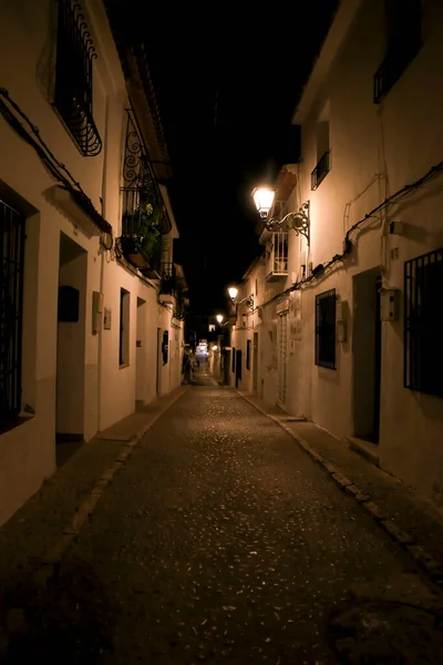 Altea Alicante Spain April 2022 Narrow Lonely Street Whitewashed Facades — ストック写真