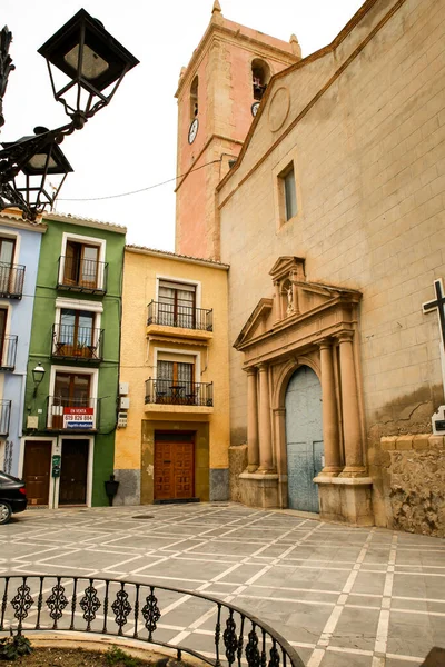 Villajoyosa Alicante Spain April 2022 Colorful Facades Villajoyosa Town Bell — Stok fotoğraf