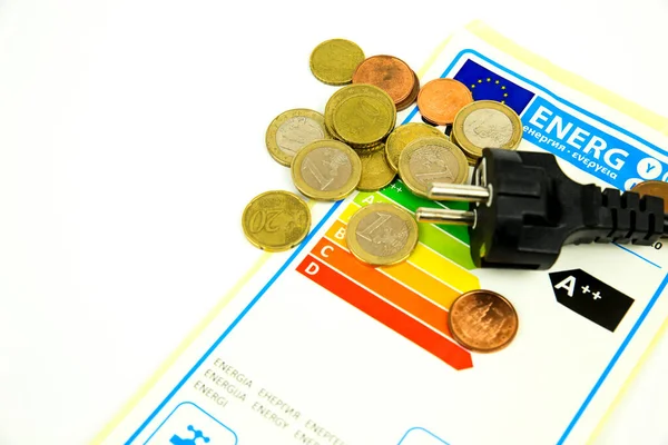 European Union Energy Label Next Black Pin Power Plug Coins — Stock fotografie