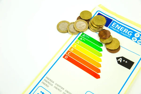 European Union Energy Label Next Coins White Background — Stock fotografie