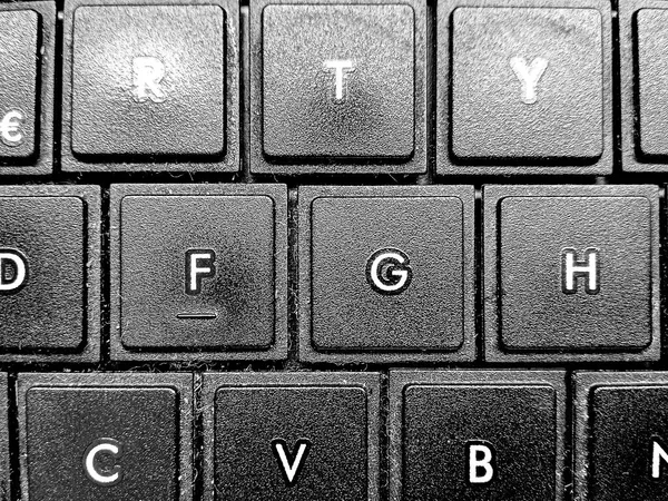 Letters in order on Spanish laptop keyboard. Macro photography