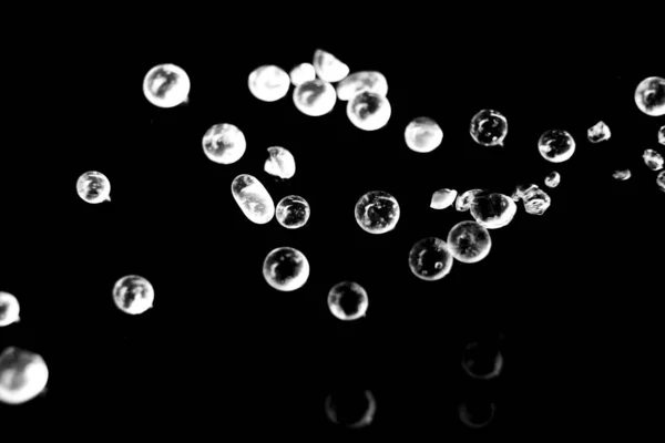Silica Gel Perlen Auf Schwarzem Hintergrund Makrofotografie — Stockfoto