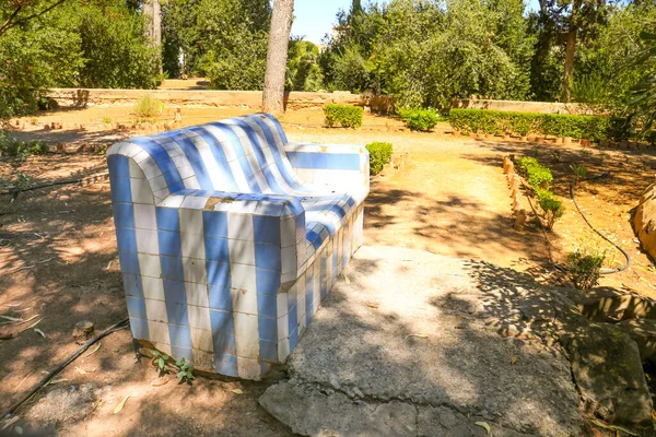 Cartagena Murcia Spain July 2022 Bench Made Stone Tiles Gardens — Stock fotografie