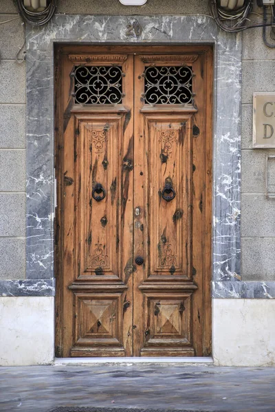 Cartagena Murcia Spain July 2022 Old Wooden Door Wrought Iron — Photo