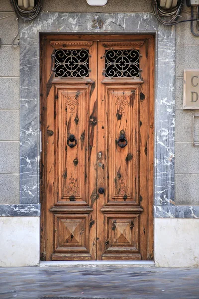 Cartagena Murcia Spain July 2022 Old Wooden Door Wrought Iron — Zdjęcie stockowe