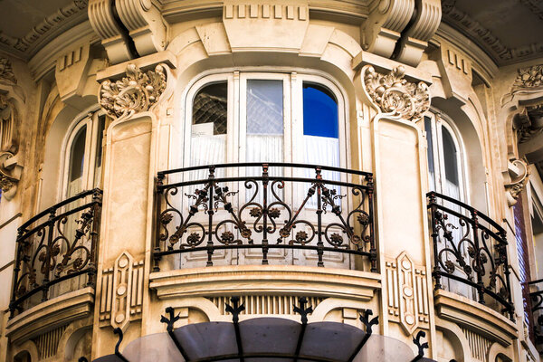 Cartagena, Murcia, Spain- July 18, 2022: Beautiful Modernist House called Gran Hotel in Cartagena city
