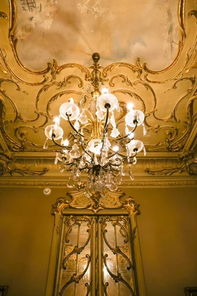 Cartagena Murcia Spain July 2022 Crystal Chandelier Lamp Hanging Beautiful — Φωτογραφία Αρχείου