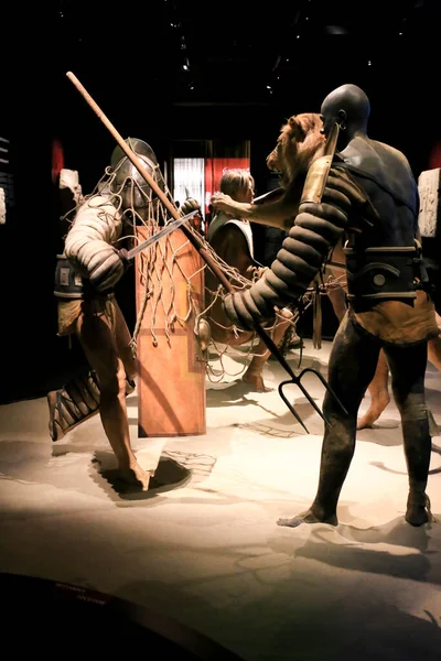 Alicante Spain July 2022 Gladiator Fight Reproduction Exhibited Archaeological Museum — Fotografia de Stock