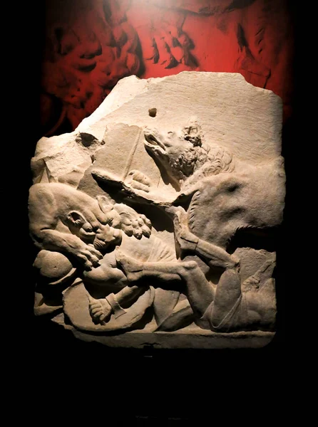 Alicante Spain July 2022 Funerary Relief Gladiator Games Made Marble — ストック写真