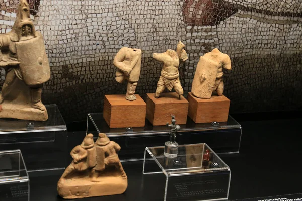 Alicante Spain July 2022 Gladiator Figurines Temporal Exhibition Archaeological Museum — Zdjęcie stockowe