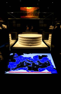 Alicante, Spain- July 20, 2022: Scale model of the Colosseum exhibited at the Archaeological Museum of Alicante