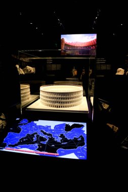 Alicante, Spain- July 20, 2022: Scale model of the Colosseum exhibited at the Archaeological Museum of Alicante