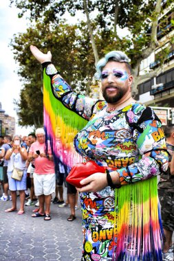 Benidorm, Alicante, Spain- September 8, 2018: People dancing and having a good time in the Gay Pride Parade in Benidorm in September