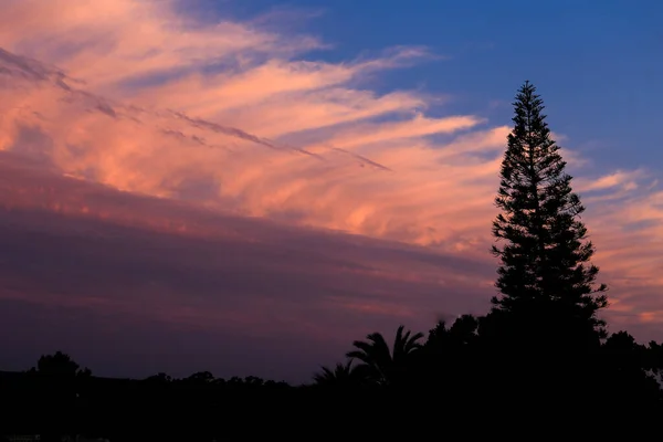 Ροζ Και Πορτοκαλί Σύννεφα Και Υπέροχο Ουρανό Στο Ηλιοβασίλεμα Στο — Φωτογραφία Αρχείου