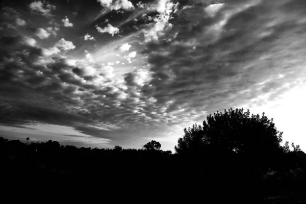 Paisaje Campo Con Nubes Altocumulus Por Mañana España — Foto de Stock