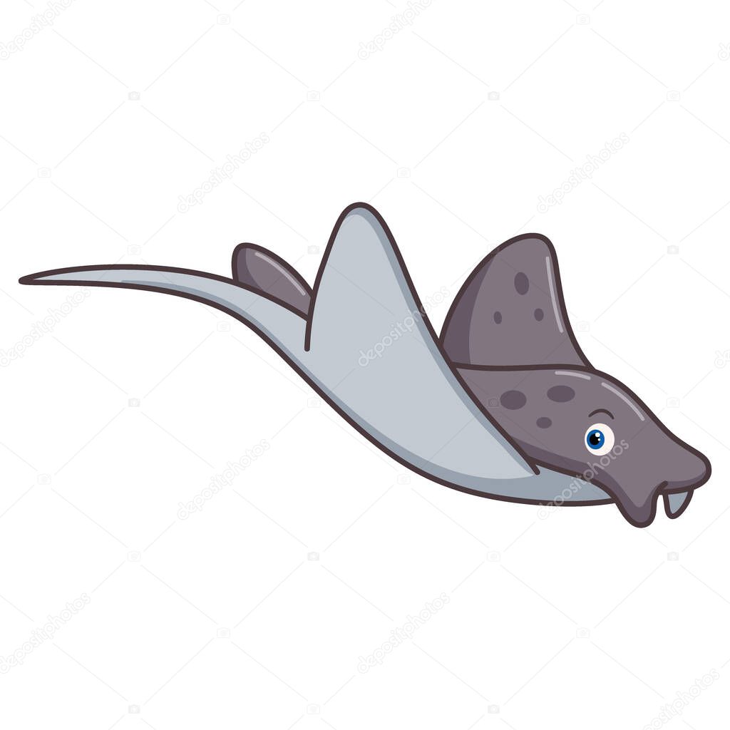 Cartoon stingray fish on white background