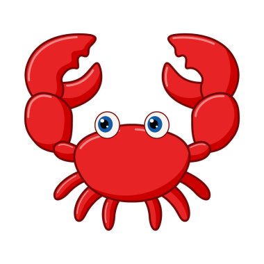 Beyaz arkaplanda çizgi film yengeci