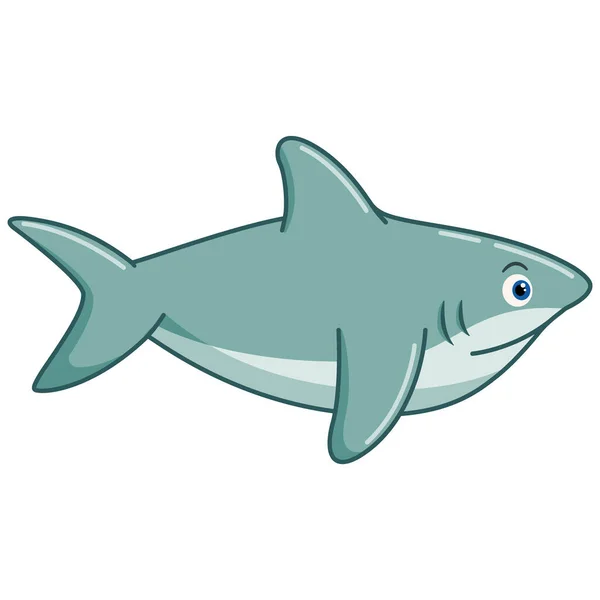 Requin Dessin Animé Sur Fond Blanc — Image vectorielle