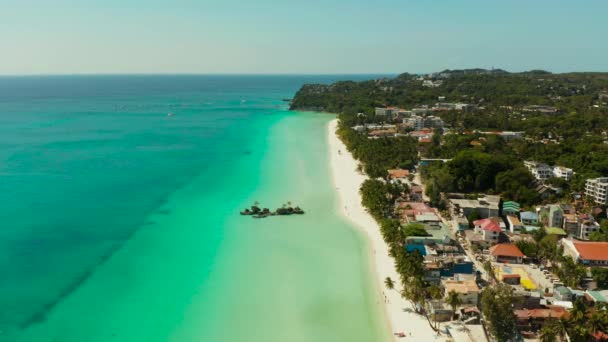 Beyaz kumlu plajlı Boracay Adası, Filipinler — Stok video