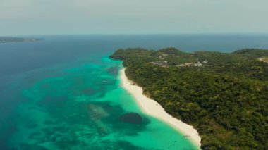 Tropik sahil ve mavi göl.