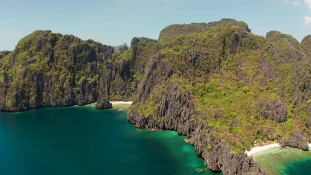 Tropikalna laguna morska i plaża, Filipiny, El Nido. — Wideo stockowe