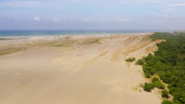 Okyanus kenarındaki kum tepeleri, hava manzarası.. — Stok video