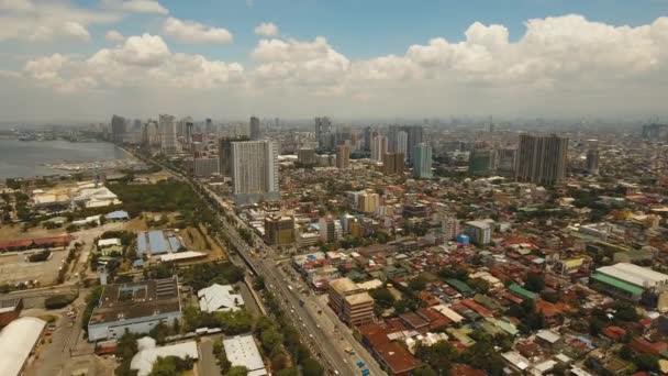 城市风景与摩天大楼马尼拉城市菲律宾 — 图库视频影像