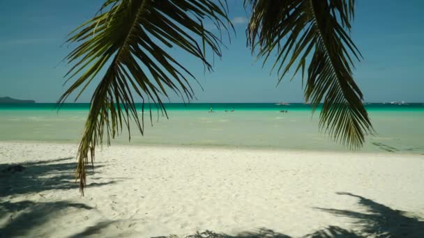 Playa tropical de arena y mar azul, Filipinas. — Vídeos de Stock