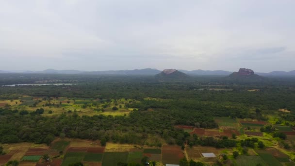 Sigiriya leeuwenrots en Pidurangala rots, Sri Lanka. — Stockvideo