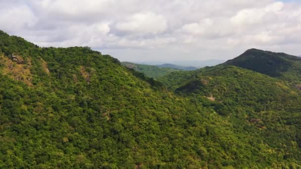 Mountains and green hills in Sri Lanka. Slopes of mountains with evergreen vegetation. — Stock Video