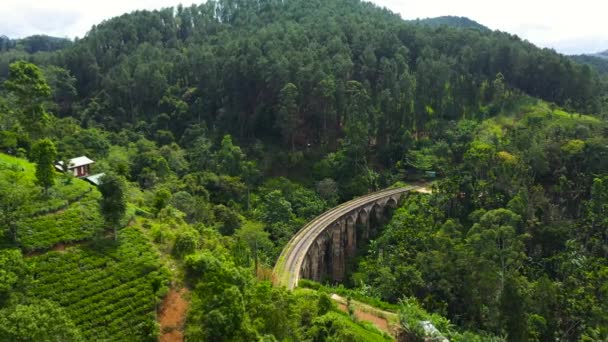 Drone aéreo da Ponte dos Nove Arcos, Ella, Sri Lanka. — Vídeo de Stock