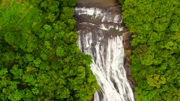 Cascata Kirindi nella foresta pluviale vista dall'alto. — Video Stock