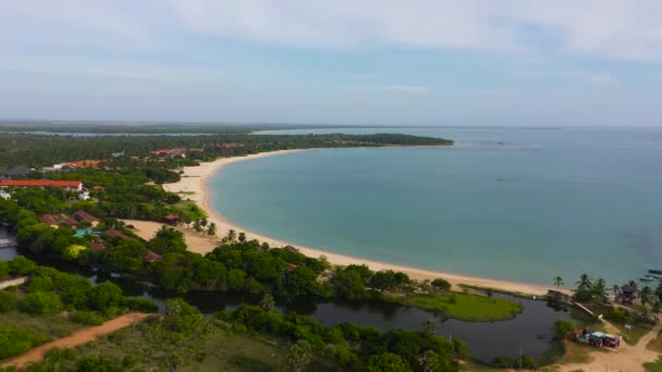 Palmiye ağaçları olan tropik bir sahil. Sri Lanka. — Stok video