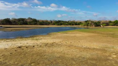 Göl manzaralı tropik bir yer. Sri Lanka.