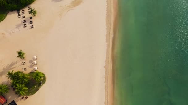 Aerial Drone Beautiful Tropical Beach Blue Sea Pasikuda Beach Sri — Stock Video