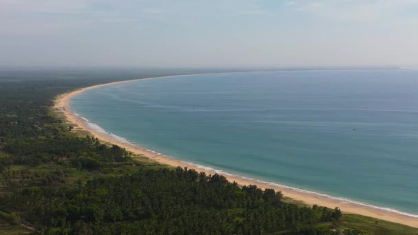 Aerial View Tropical Sandy Beach Blue Sea Kalkudah Beach Sri — Video