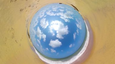 Little planet view of Beautiful tropical beach and turquoise sea.. Kalpitiya Beach. Sri Lanka.
