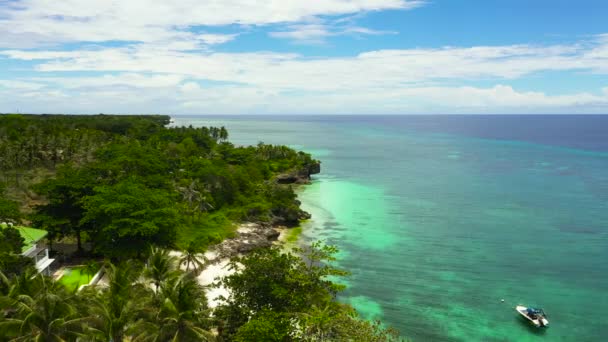 Тропический Пейзаж Красивый Пляж Тропическое Море Бохол Анда Филиппины Летние — стоковое видео