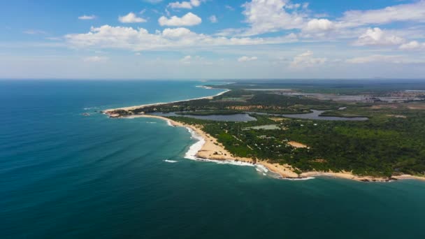 Ακτογραμμή Της Σρι Λάνκα Νησί Μια Παραλία Και Τον Ωκεανό — Αρχείο Βίντεο