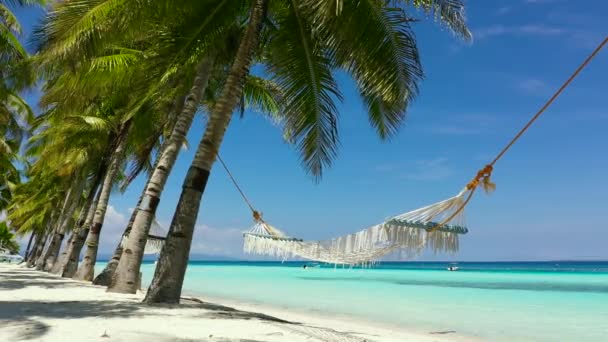 Hermosa Isla Tropical Con Playa Arena Hamaca Panglao Filipinas Paisaje — Vídeos de Stock
