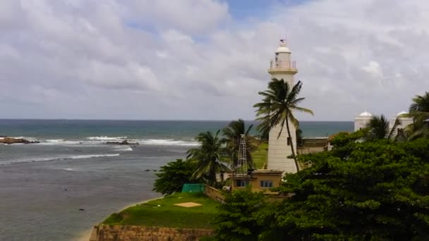 Aerial View Lighthouse Mosque Sea Fortress Galle Fort Sri Lanka — Stock video