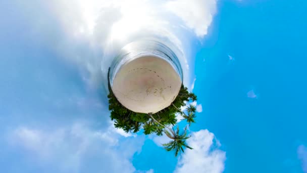 Sandy Beach Small Island Little Planet View Summer Travel Vacation — Wideo stockowe