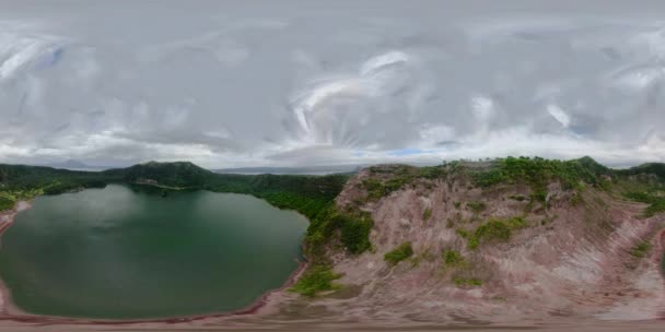 Кратер Озера Вулкані Тааль Повітряний Вигляд 360 Тагайтей Філіппіни Green — стокове відео