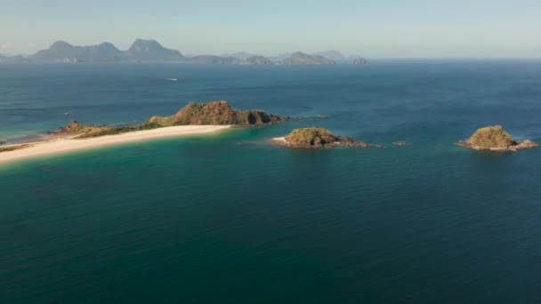 Vista Aérea Praia Areia Larga Praia Nacpan Nido Palawan Ilhas — Vídeo de Stock