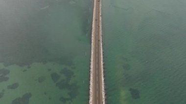 Aerial view of Sangupiddy Bridge is a road bridge across Jaffna Lagoon in northern Sri Lanka.