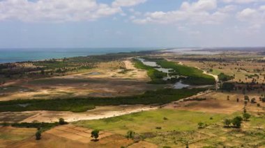 Top view of Agricultural land and rice fields in the countryside. Sri Lanka.