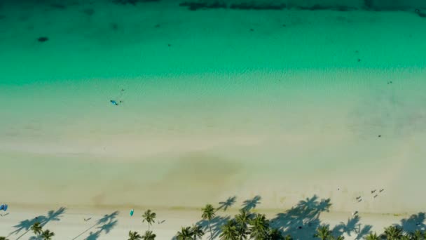 Praia Areia Tropical Com Onda Água Azul Turquesa Espaço Cópia — Vídeo de Stock