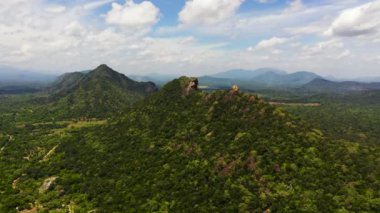 Top view of Valley among mountains and hills with rainforest and jungle. Sri Lanka.