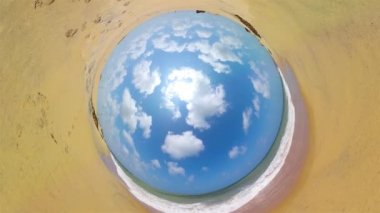 Little planet view of Beautiful tropical beach and turquoise sea.. Kalpitiya Beach. Sri Lanka.